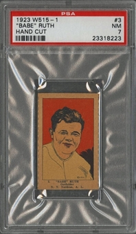 1923 W515-1 #3 Babe Ruth Hand Cut Strip Card – PSA NM 7